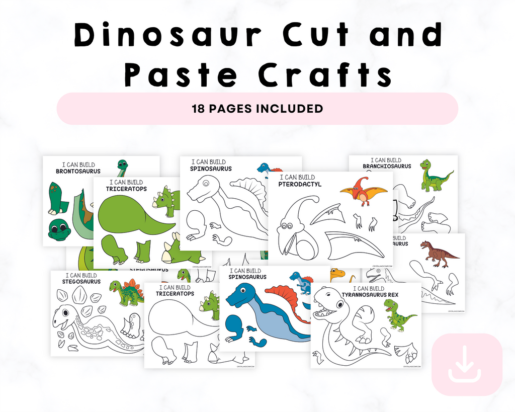 Printable Dinosaur Cut and Paste Crafts