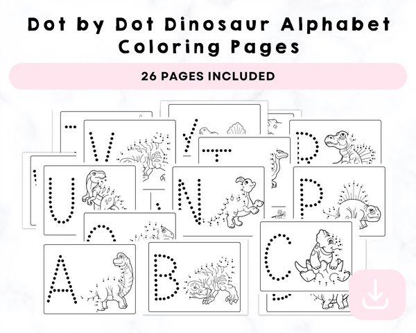 Dot by Dot Dinosaur Alphabet Coloring Pages