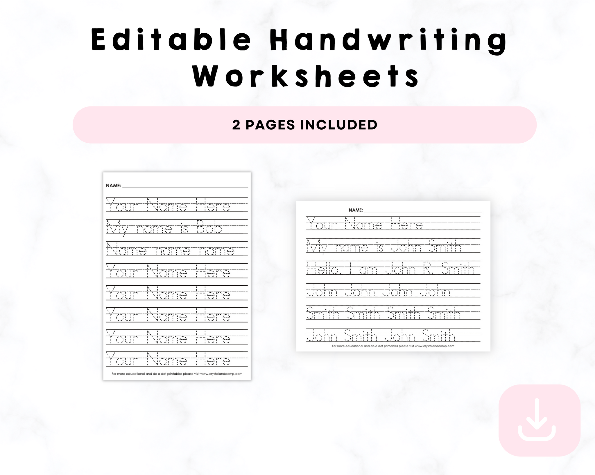 Editable Printable Handwriting Worksheet