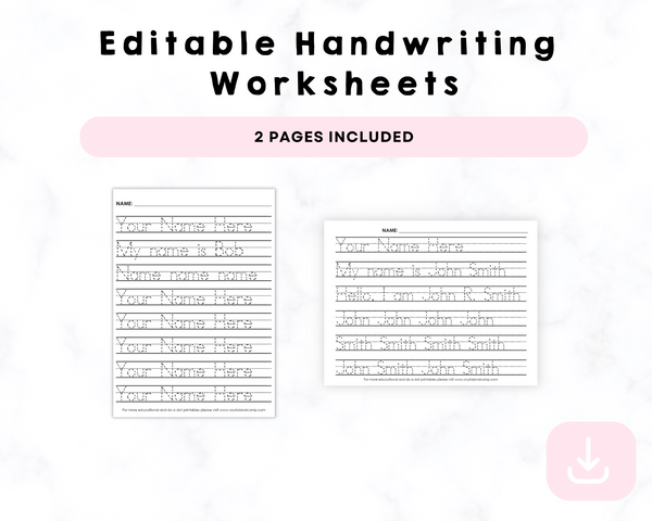 Printable Handwriting Worksheets for Kids (You Can Customize and Edit)