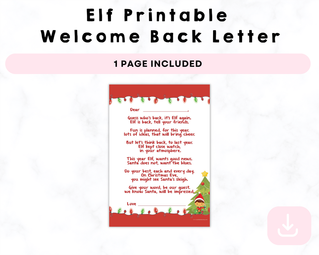 Elf Printable Welcome Back Letter