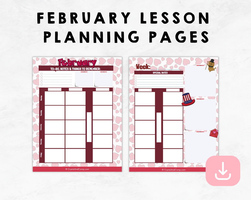 February Lesson Planning Printable