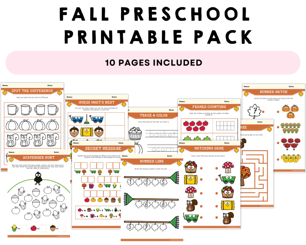 Fall Preschool Printable Pack