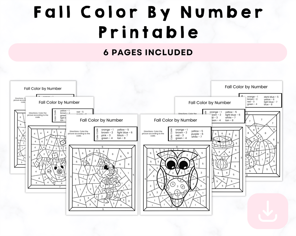 Fall Color By Number Printable
