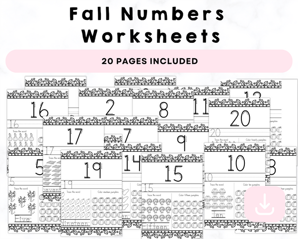 Fall Printable Numbers Worksheet