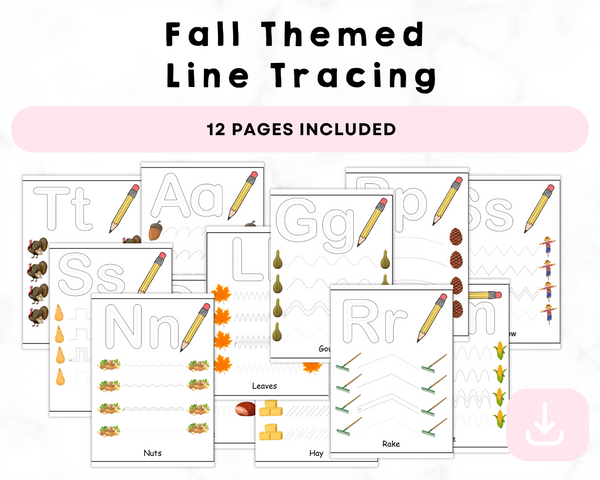 Fall Themed Line Tracing Printable