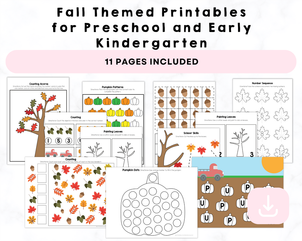 Fall Themed Printable for Preschool and Early Kindergarten