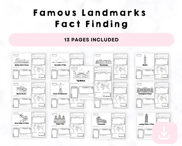 Famous Landmarks Fact Finding Printables