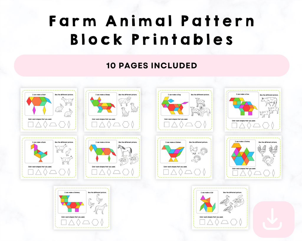 Farm Animal Pattern Block Printables