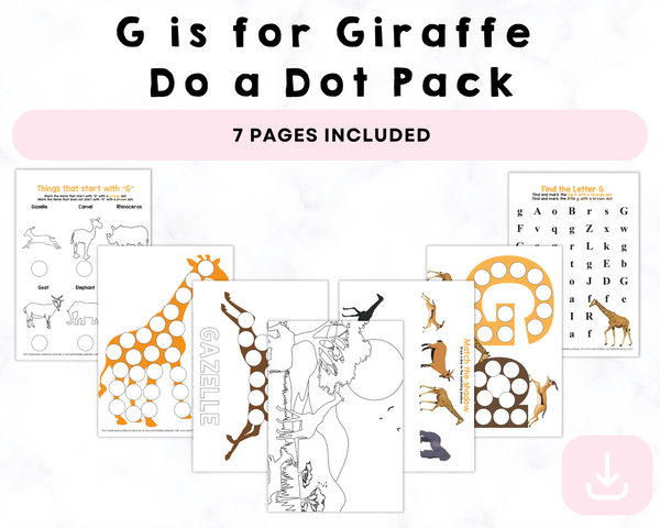 G is for Giraffe Do a Dot Pack Printable