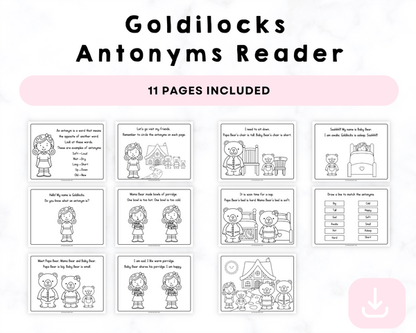 Goldilocks Antonyms Reader Printables