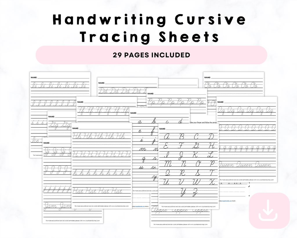 Printable Handwriting Cursive Tracing Sheets