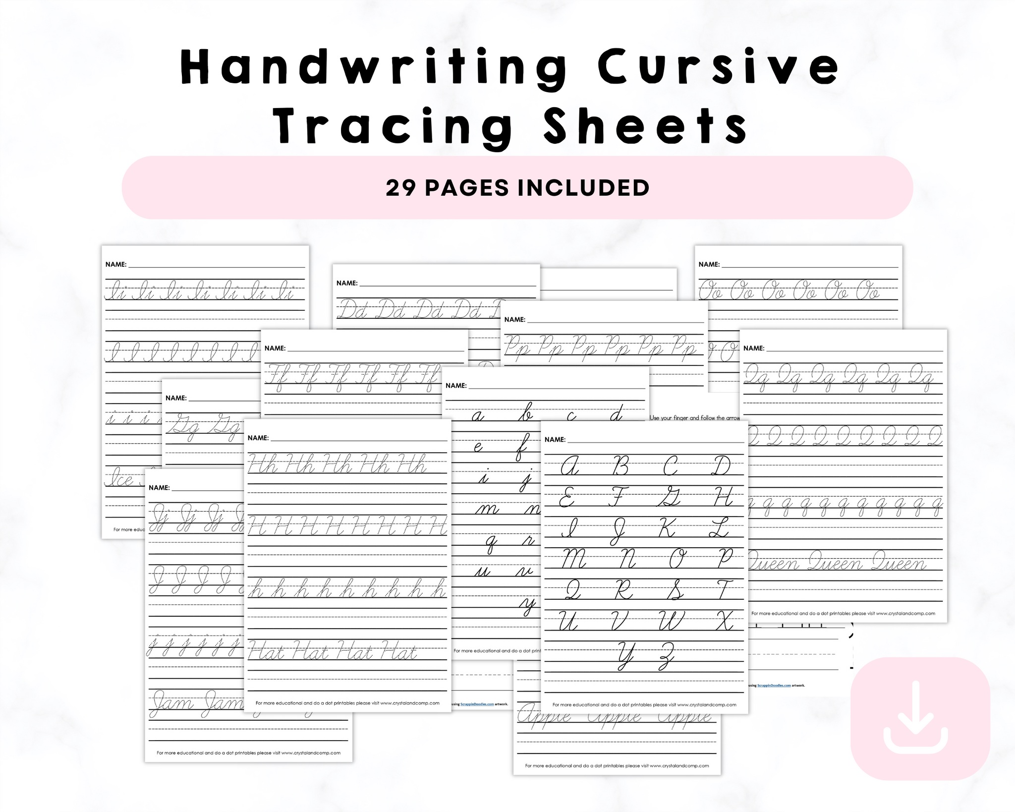 Printable Handwriting Cursive Tracing Sheets CrystalandComp