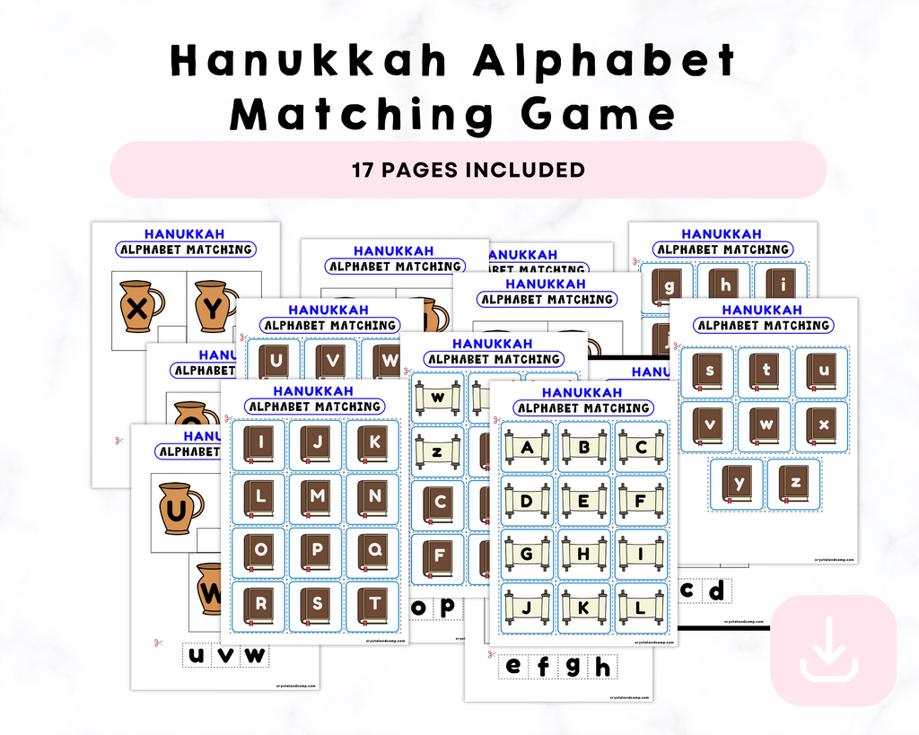 Hanukkah Alphabet Matching Game Printables
