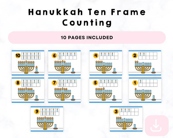Hanukkah Ten Frame Counting Printable
