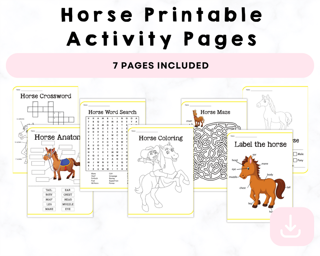 Horse Printable Activity Pages Printable