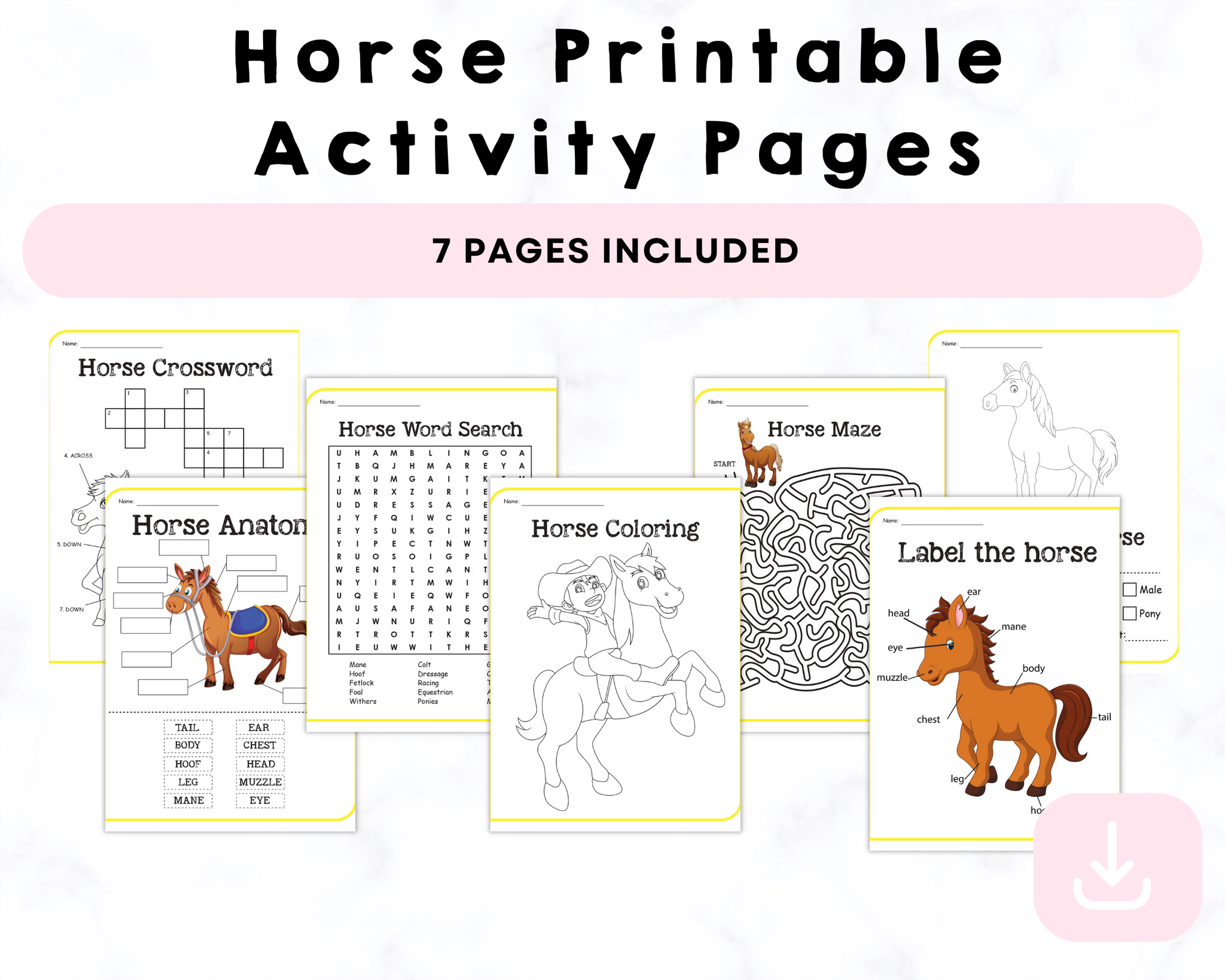 Horse Printable Activity Pages Printable CrystalandComp