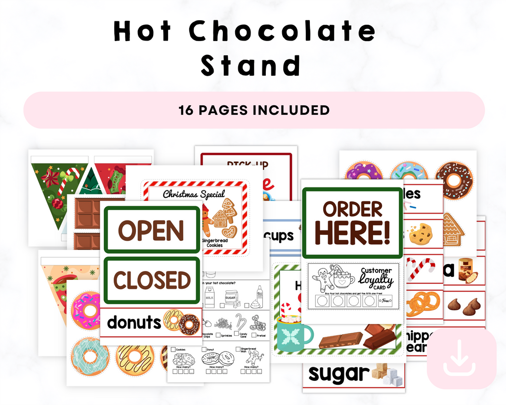 Hot Chocolate Stand Pretend Play Printable