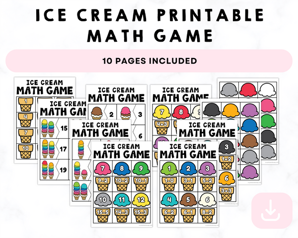 Ice Cream Printable Math Game