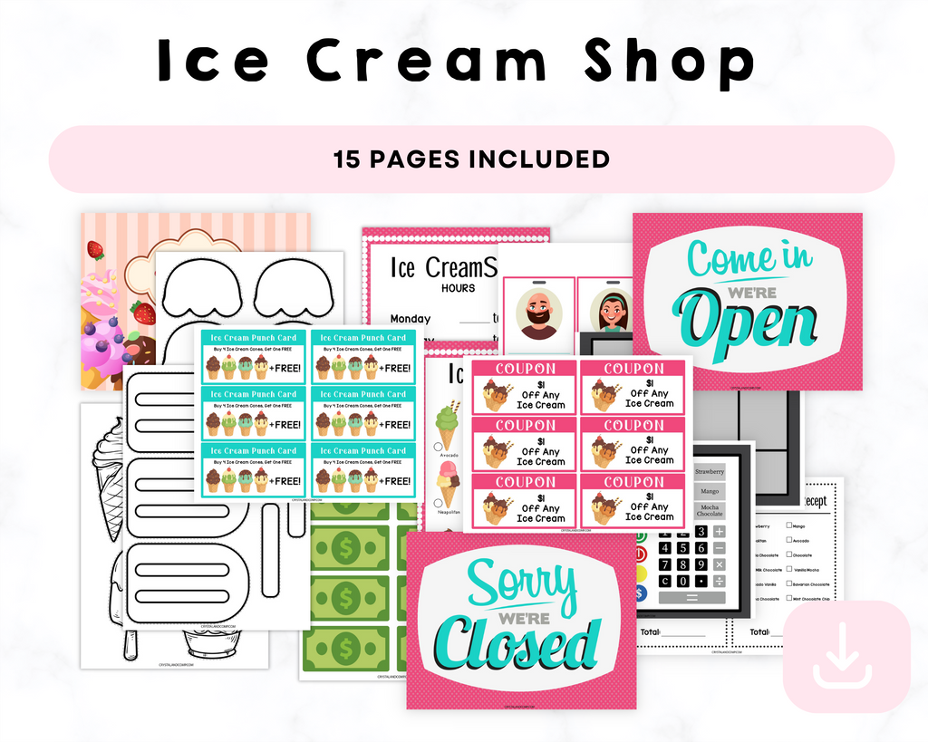 Ice Cream Shop Pretend Play Printables