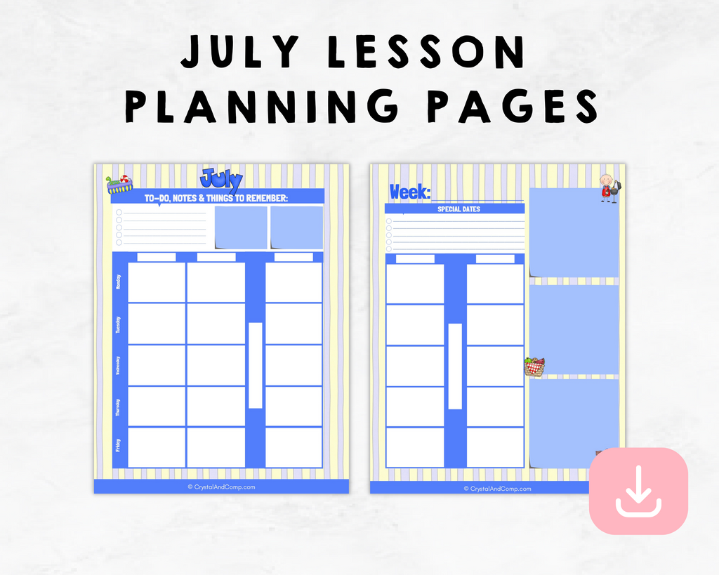 July Lesson Planning Printable
