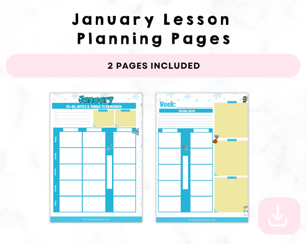 January Lesson Planning Printable