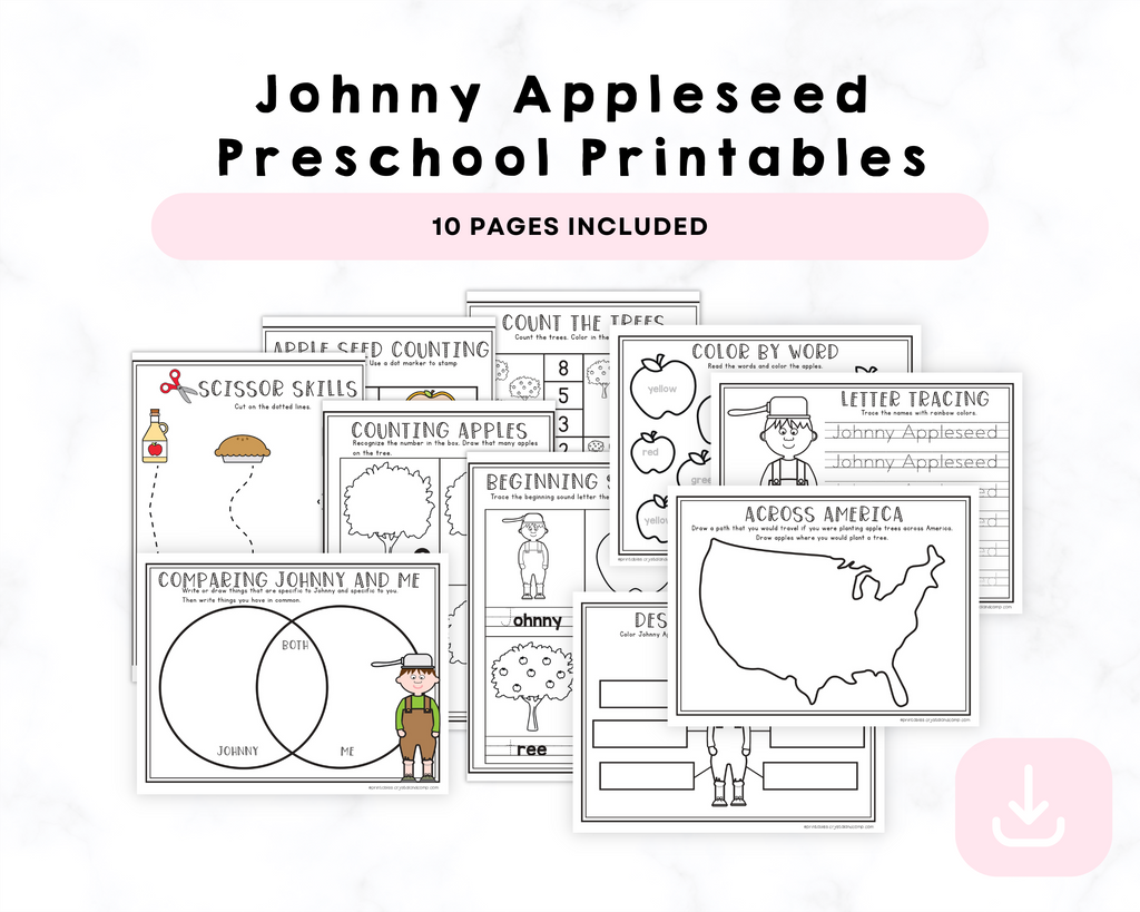 Johnny Appleseed Preschool Printables