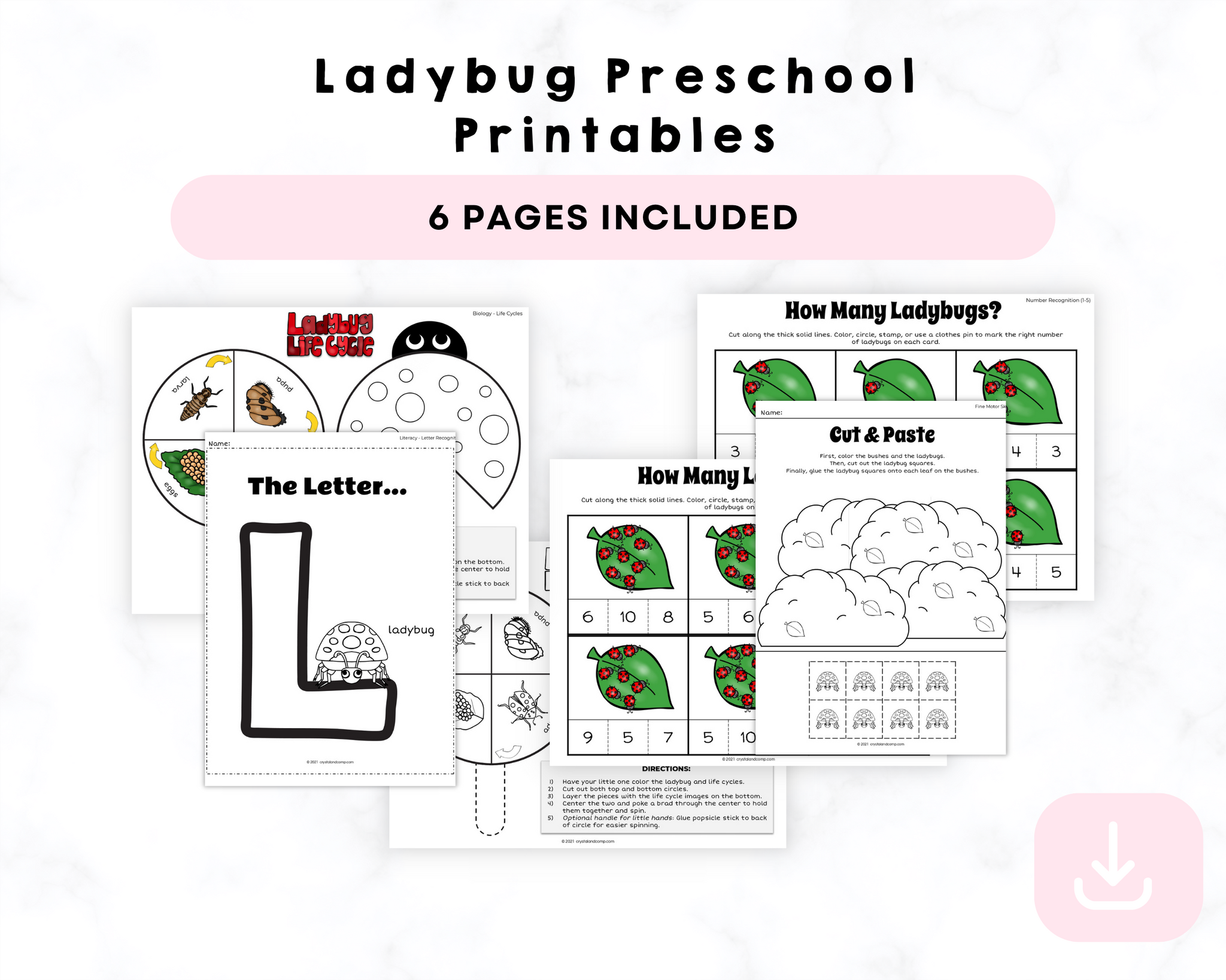 Ladybug Preschool Printables CrystalandComp