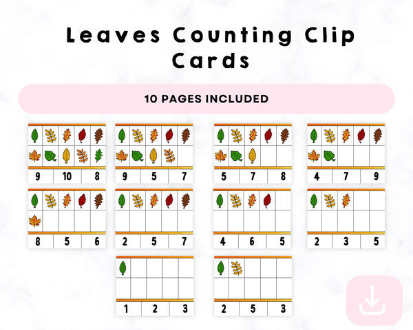 Leaves Counting Clip Cards Printable