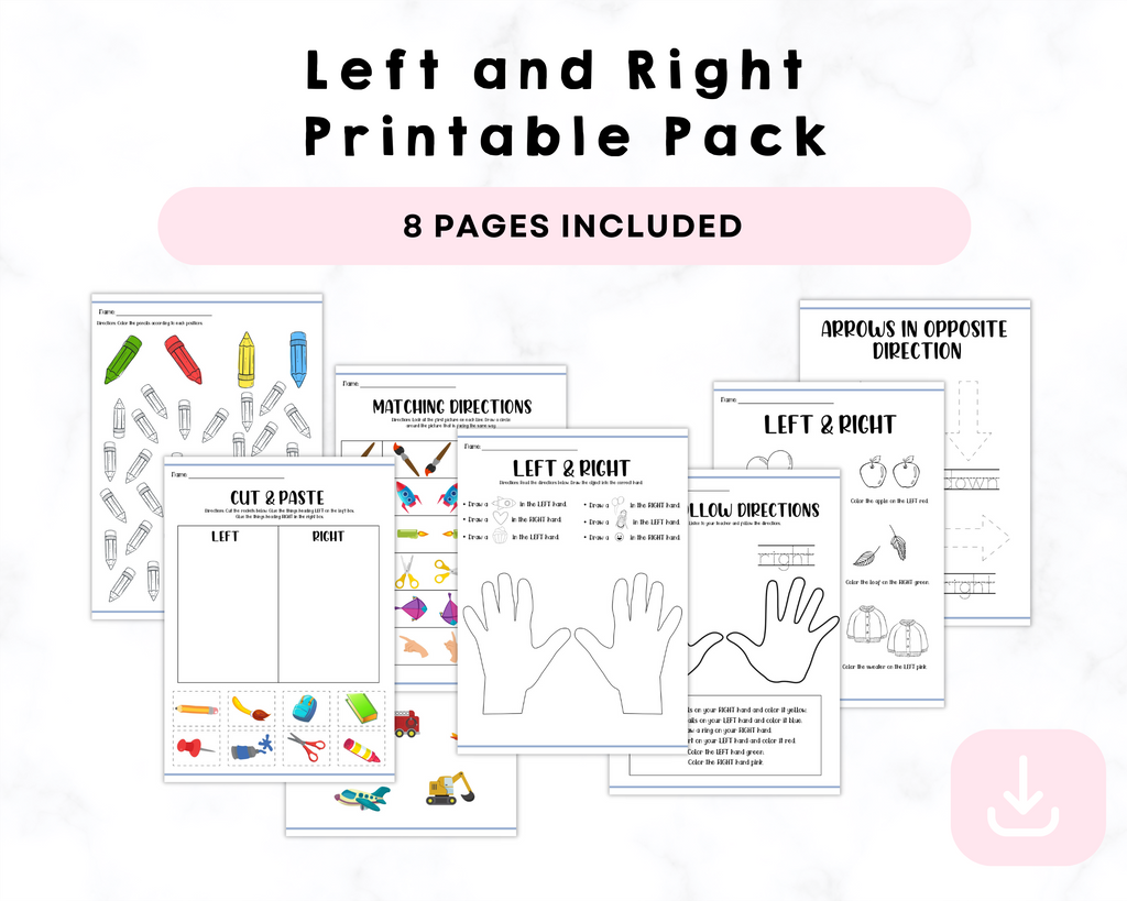 Left and Right Printable Pack Printables
