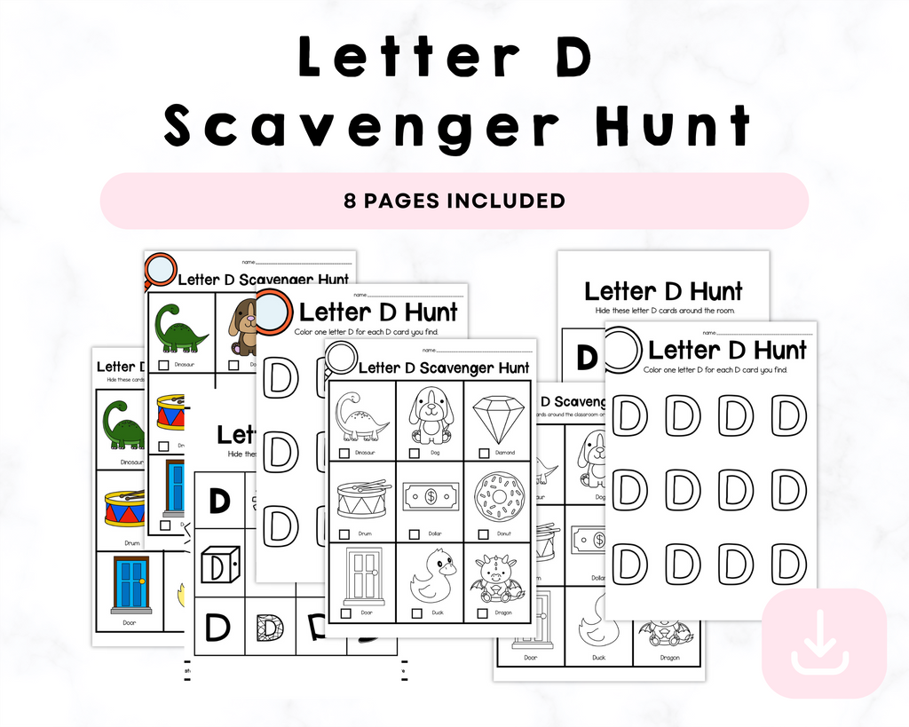 Letter D Scavenger Hunt Printables