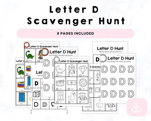 Letter D Scavenger Hunt Printables