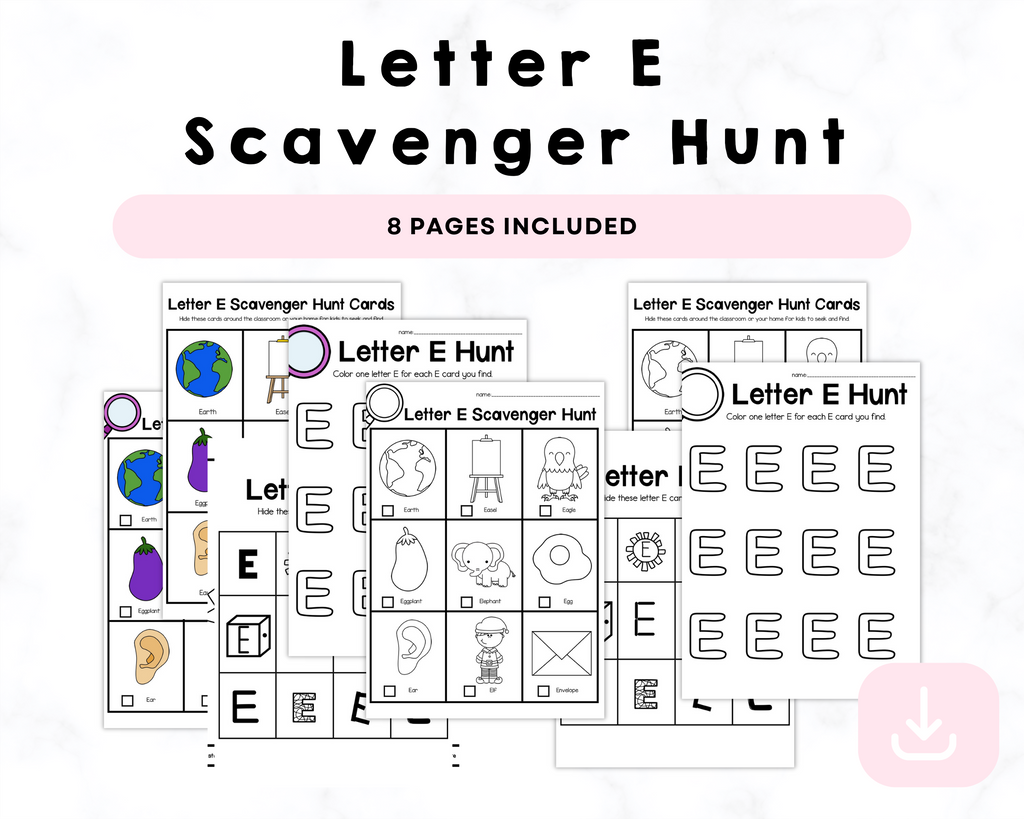 Letter E Scavenger Hunt Printables