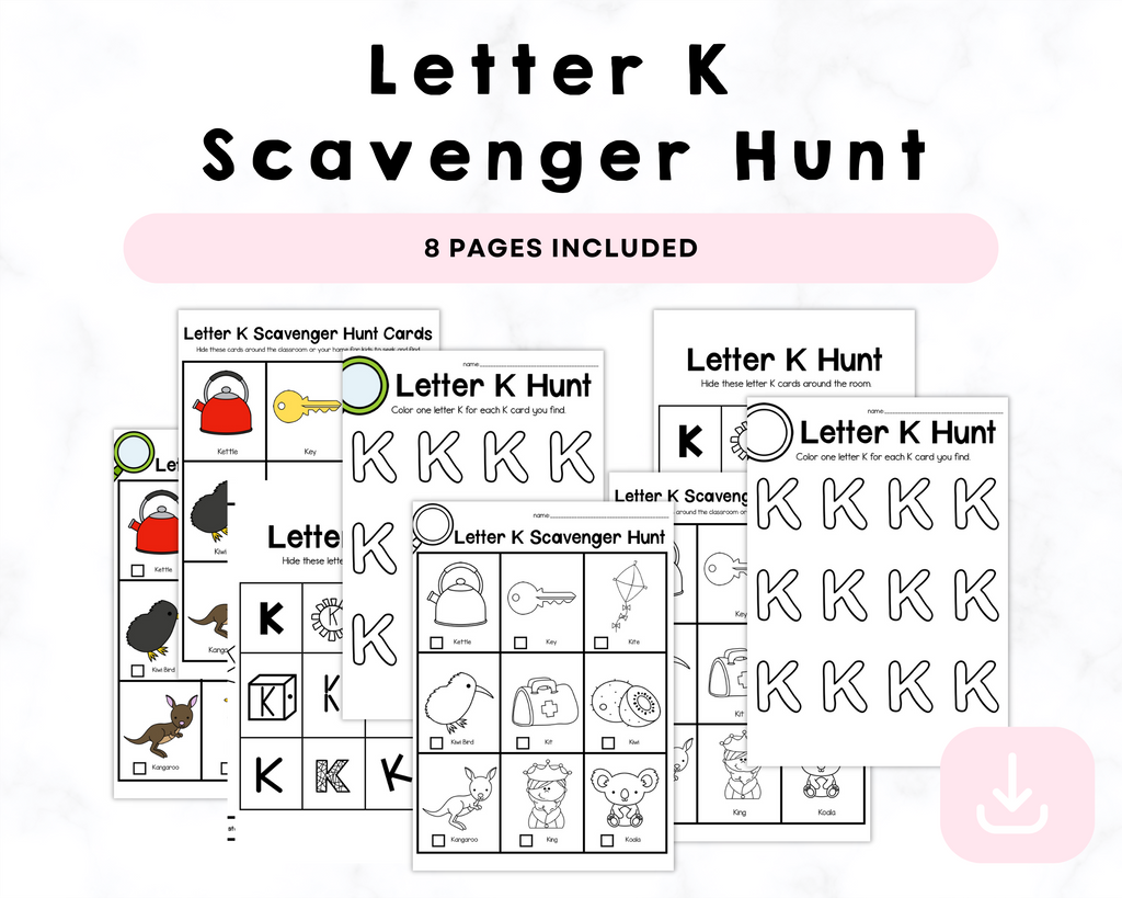 Letter K Scavenger Hunt Printables