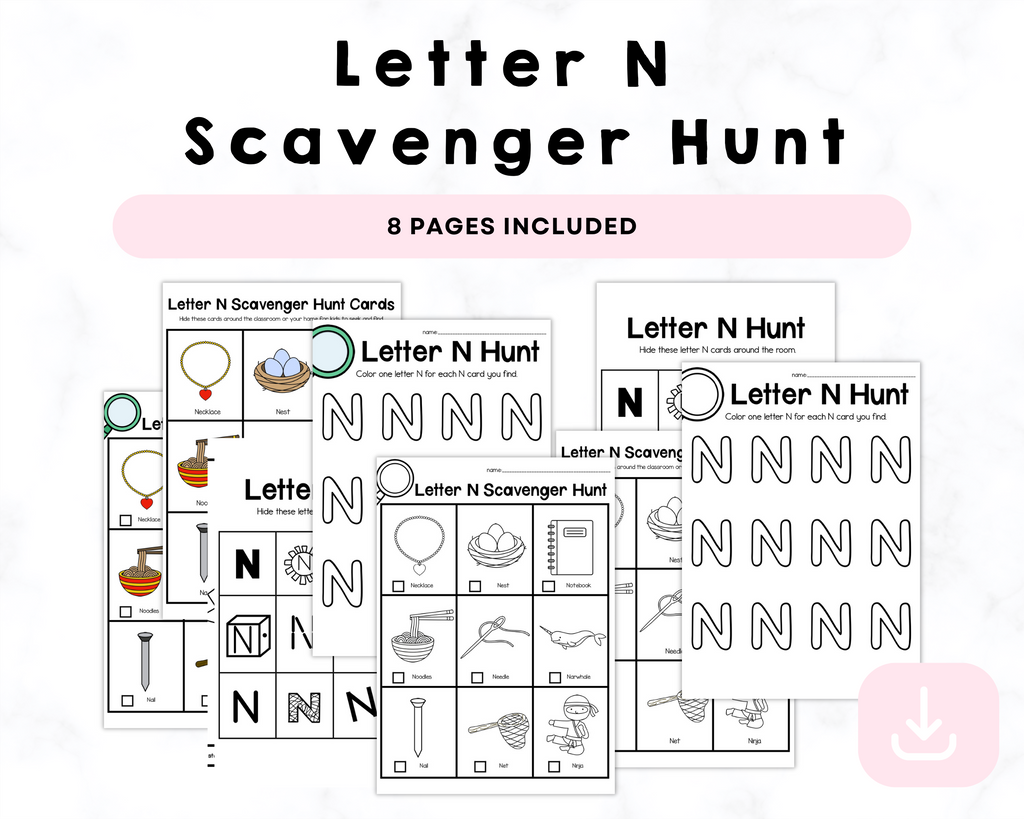 Letter N Scavenger Hunt Printables