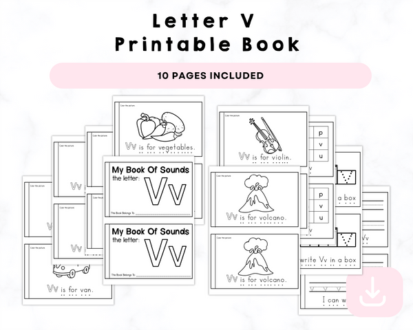 Letter V Printable Book