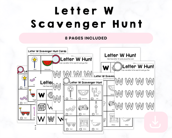 Letter W Scavenger Hunt Printables