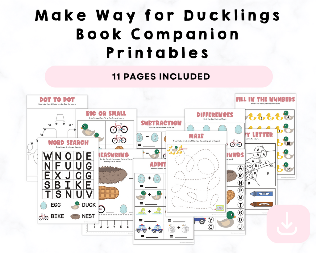 Make Way for Ducklings Book Companion Printables