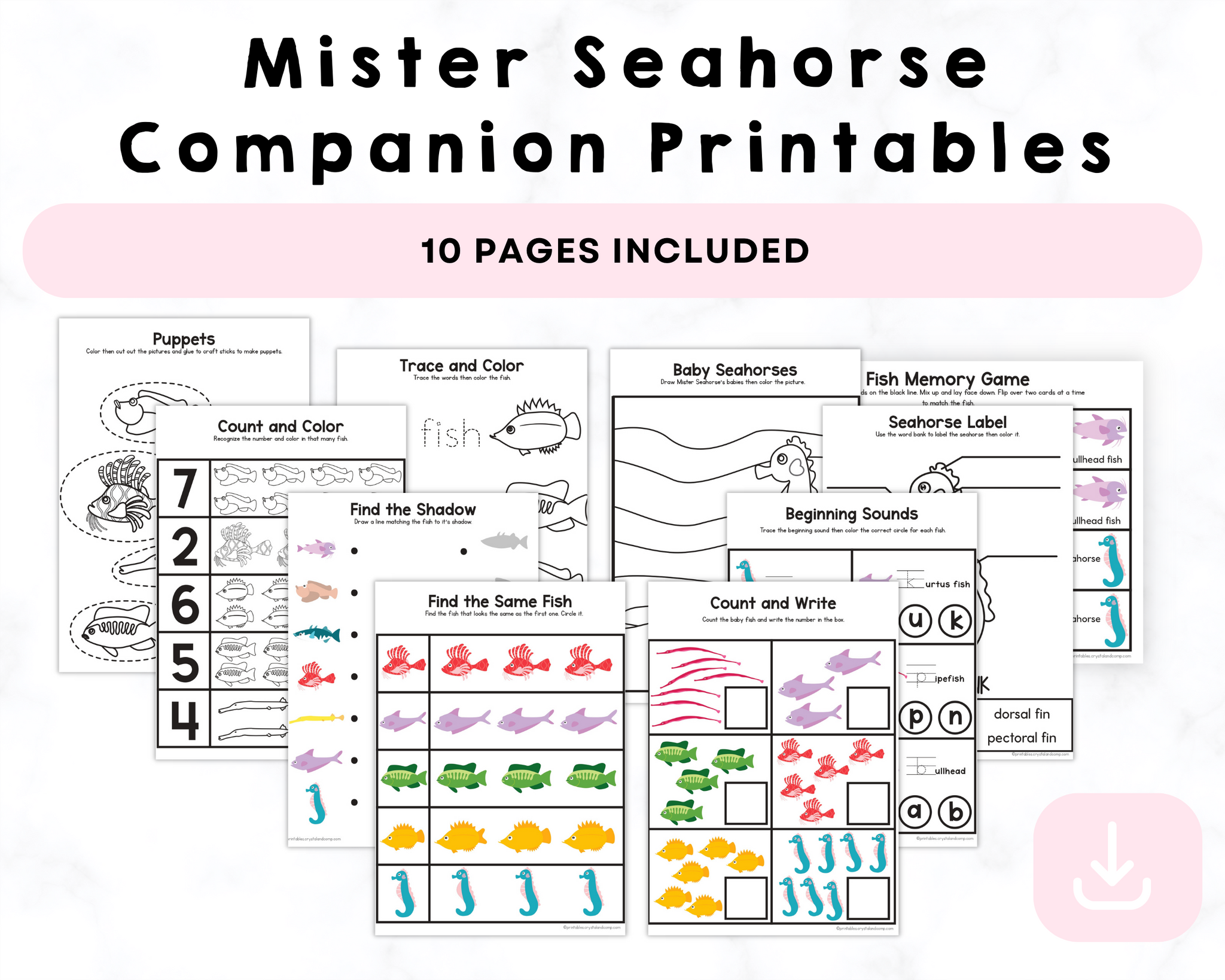 Mister Seahorse Companion Printables CrystalandComp Mister Seahorse Companion Printables CrystalandComp