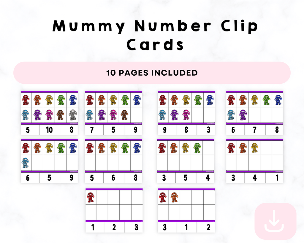 Mummy Number Clip Cards Printable