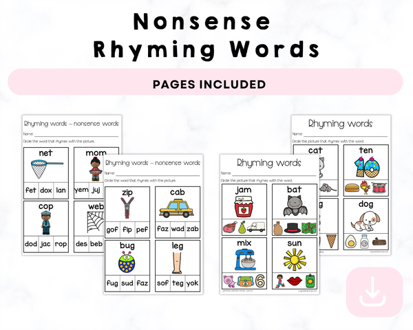 Printable Nonsense Rhyming Words