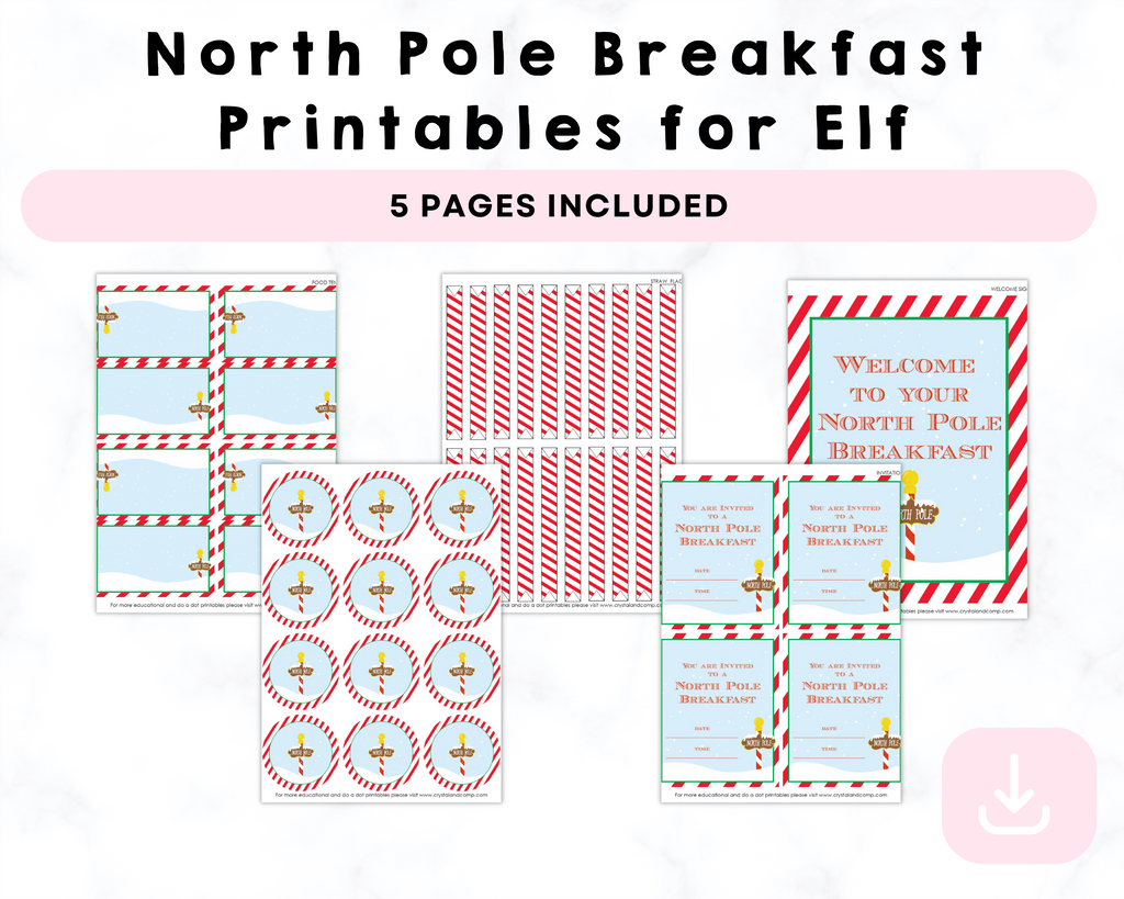 North Pole Breakfast Printables for Elf