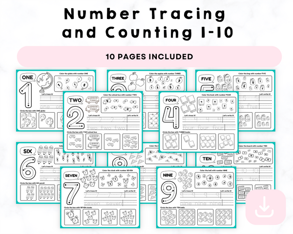 Number Tracing  and Counting 1-10