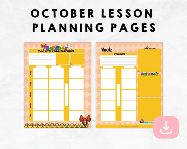 October Lesson Planning Printable
