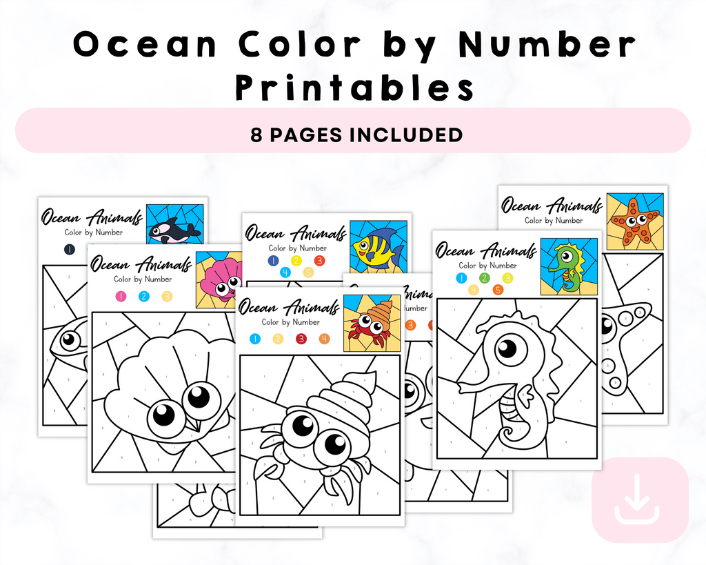Ocean Color by Number Printables