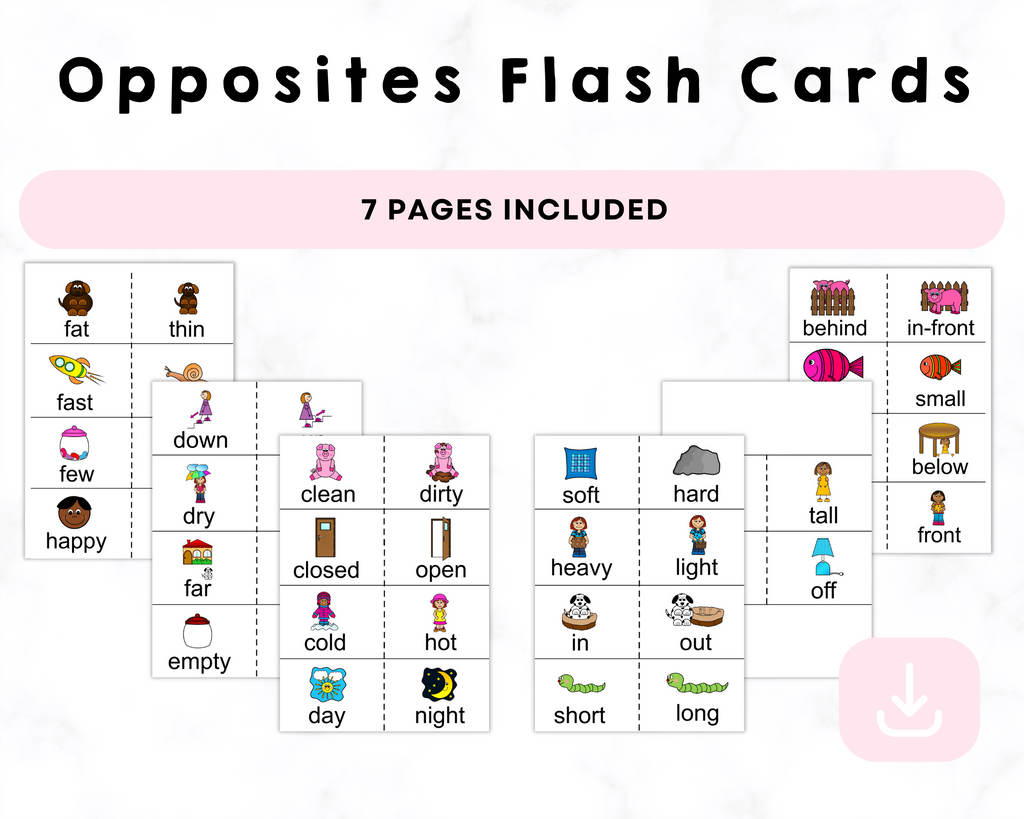 Opposites Printable Flash Cards