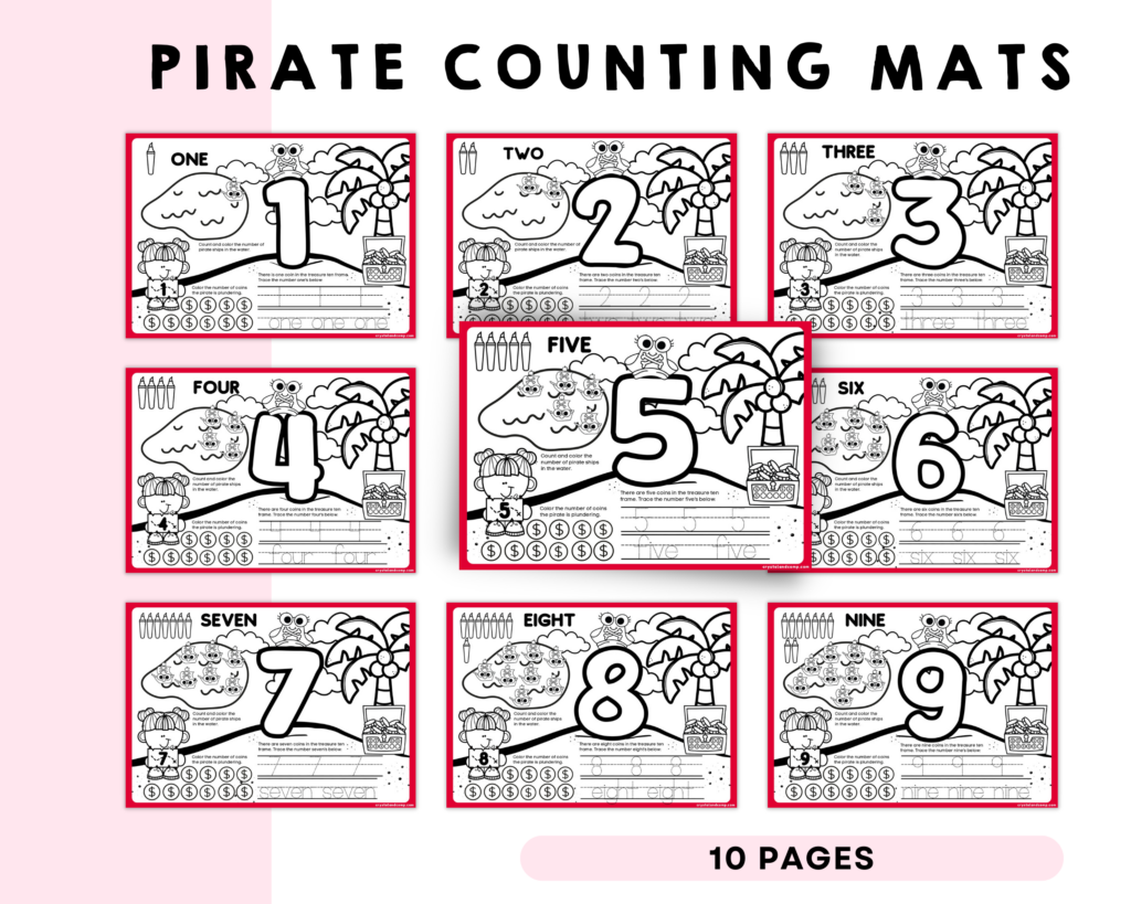 Pirate Counting Mats Printables