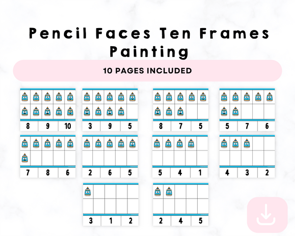 Printable Pencil Faces Ten Frames