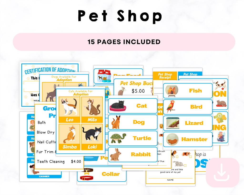 Pet Shop Adoption Play Pretend Printable