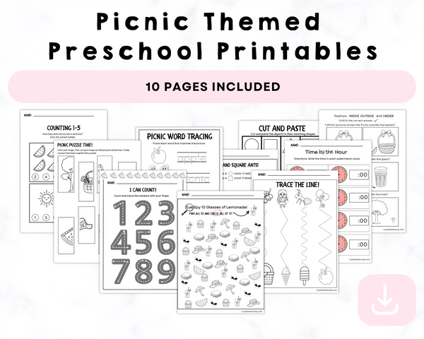 Picnic Themed Preschool Printables – CrystalandComp